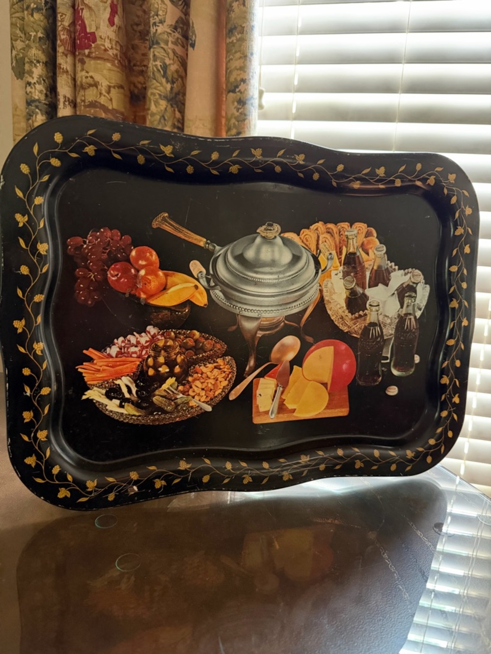 Mid Century Modern Vintage coca-cola black metal serving tray
